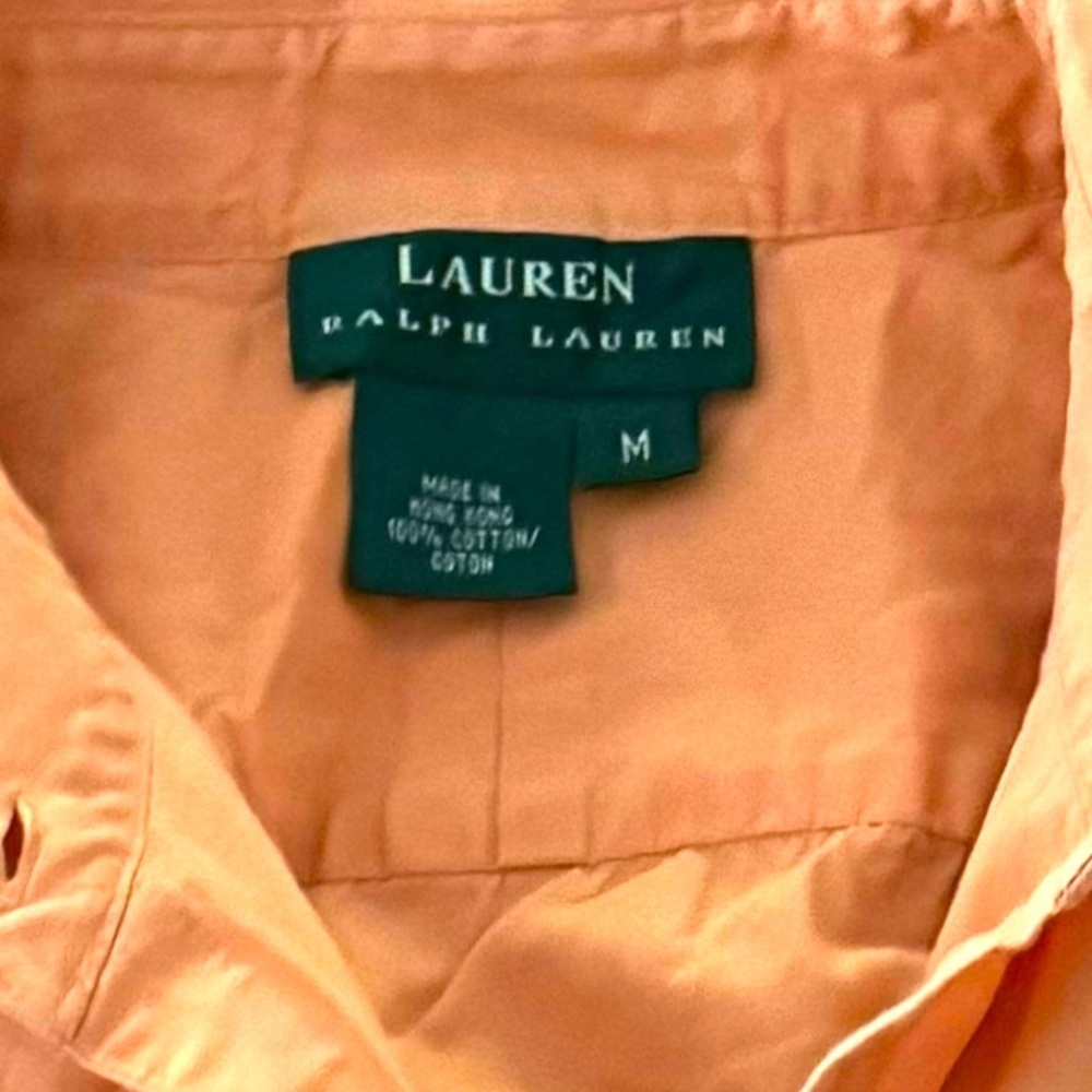 Lauren Ralph Lauren Size M Orange Long Sleeve Button Down Shirt - Picture 4 of 4